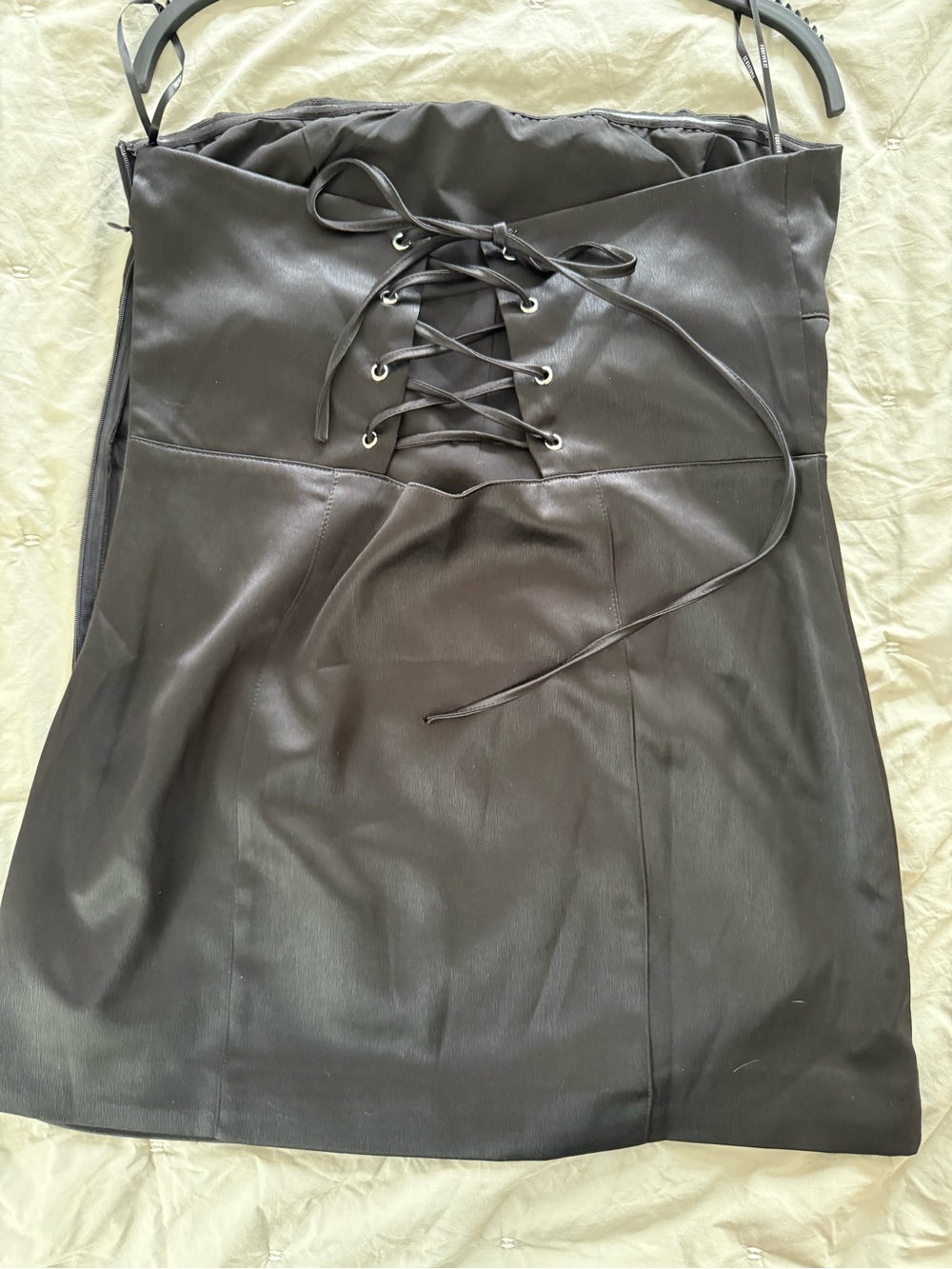 Forever 21 Black Strapless Lace-Up Mini Dress